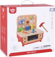 Tooky Toy Pädagogisches Holzspielzeug Werkbank 31-teilig