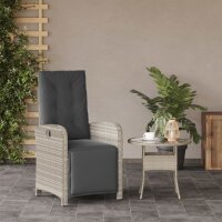 vidaXL Gartensessel mit Fu&szlig;teil Verstellbar Hellgrau Poly Rattan