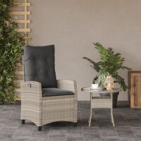 vidaXL Gartensessel mit Kissen Verstellbar Hellgrau Poly Rattan