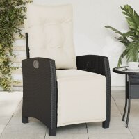 vidaXL Gartensessel mit Fu&szlig;teil 2 Stk. Verstellbar Schwarz Poly Rattan