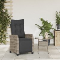 vidaXL Gartensessel mit Fu&szlig;teil Verstellbar Grau Poly Rattan