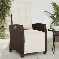 vidaXL Gartensessel mit Fu&szlig;teil 2 Stk. Verstellbar Braun Poly Rattan