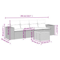 vidaXL 5-tlg. Garten-Sofagarnitur mit Kissen Grau Poly Rattan