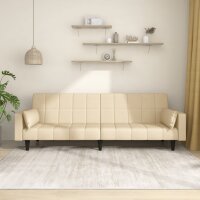 vidaXL Schlafsofa 2-Sitzer mit 2 Kissen Creme Stoff