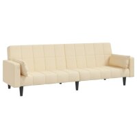 vidaXL Schlafsofa 2-Sitzer mit 2 Kissen Creme Stoff