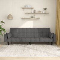 vidaXL Schlafsofa 2-Sitzer mit 2 Kissen Dunkelgrau Stoff