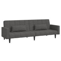 vidaXL Schlafsofa 2-Sitzer mit 2 Kissen Dunkelgrau Stoff