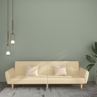 vidaXL Schlafsofa 2-Sitzer Creme Stoff