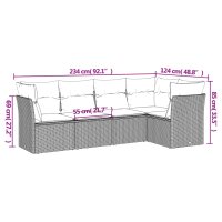 vidaXL 5-tlg. Garten-Sofagarnitur mit Kissen Grau Poly Rattan