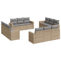 vidaXL 12-tlg. Garten-Sofagarnitur mit Kissen Beige Poly...