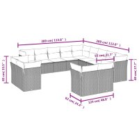 vidaXL 13-tlg. Garten-Sofagarnitur mit Kissen Schwarz Poly Rattan