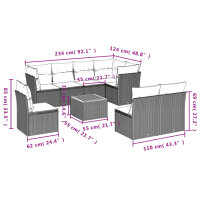 vidaXL 9-tlg. Garten-Sofagarnitur mit Kissen Grau Poly Rattan