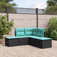 vidaXL 5-tlg. Garten-Sofagarnitur mit Kissen Schwarz Poly Rattan