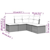 vidaXL 5-tlg. Garten-Sofagarnitur mit Kissen Schwarz Poly Rattan