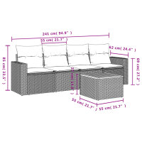 vidaXL 5-tlg. Garten-Sofagarnitur mit Kissen Schwarz Poly Rattan