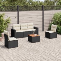 vidaXL 6-tlg. Garten-Sofagarnitur mit Kissen Schwarz Poly...