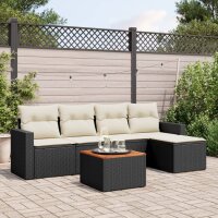 vidaXL 6-tlg. Garten-Sofagarnitur mit Kissen Schwarz Poly...