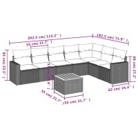 vidaXL 8-tlg. Garten-Sofagarnitur mit Kissen Schwarz Poly Rattan