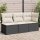 vidaXL Gartensofa mit Kissen 3-Sitzer Schwarz Poly Rattan