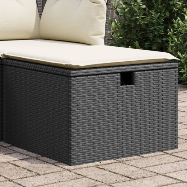 vidaXL Gartenhocker mit Kissen Schwarz 55x55x37 cm Poly Rattan