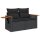 vidaXL Gartensofa mit Kissen 2-Sitzer Schwarz Poly Rattan