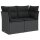 vidaXL Gartensofa mit Kissen 2-Sitzer Schwarz Poly Rattan