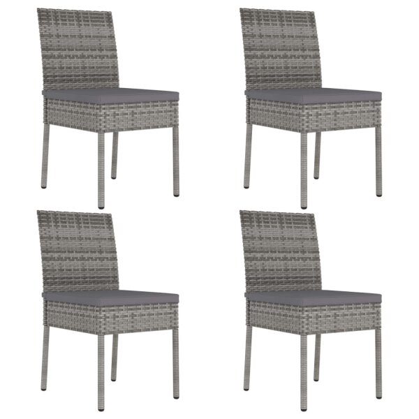 vidaXL Garten-Essst&uuml;hle 4 Stk. Poly Rattan Grau