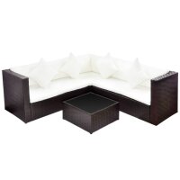 vidaXL 4-tlg. Garten-Lounge-Set mit Auflagen Poly Rattan Braun