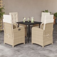 vidaXL 5-tlg. Garten-Essgruppe mit Kissen Beige Poly Rattan