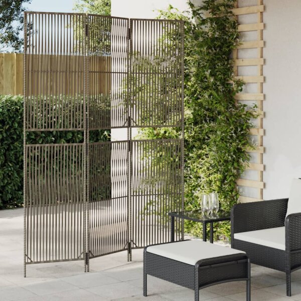 vidaXL Paravent 3-tlg. Grau Poly Rattan