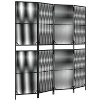 vidaXL Paravent 4-tlg. Schwarz Poly Rattan