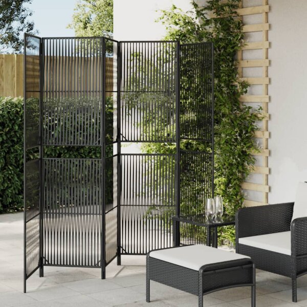 vidaXL Paravent 6-tlg. Schwarz Poly Rattan