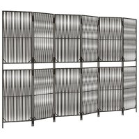 vidaXL Paravent 6-tlg. Grau Poly Rattan