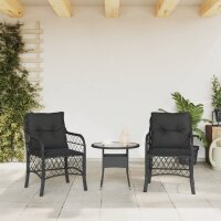 vidaXL Gartenst&uuml;hle mit Kissen 2 Stk. Schwarz Poly Rattan