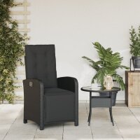 vidaXL Gartensessel mit Fu&szlig;teil Verstellbar Schwarz Poly Rattan