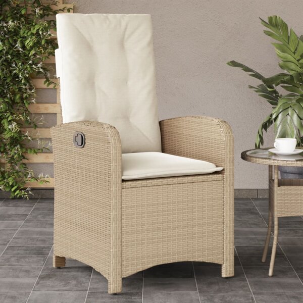 vidaXL Gartensessel mit Kissen Verstellbar Beige Poly Rattan