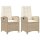 vidaXL Gartensessel mit Kissen 2 Stk. Verstellbar Beige Poly Rattan