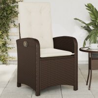 vidaXL Gartensessel mit Kissen 2 Stk. Verstellbar Braun Poly Rattan