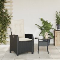 vidaXL Gartensessel Verstellbar mit Kissen Schwarz Poly Rattan