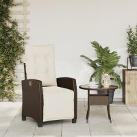 vidaXL Gartensessel mit Fu&szlig;teil Verstellbar Braun Poly Rattan