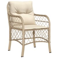 vidaXL 3-tlg. Bistro-Set mit Kissen Beige Poly Rattan