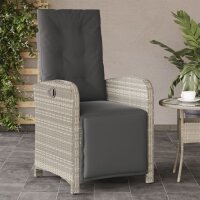 vidaXL Gartensessel mit Fu&szlig;teil 2Stk. Verstellbar Hellgrau Poly Rattan