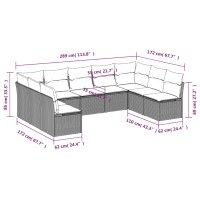 vidaXL 9-tlg. Garten-Sofagarnitur mit Kissen Grau Poly Rattan