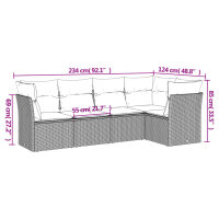 vidaXL 5-tlg. Garten-Sofagarnitur mit Kissen Braun Poly Rattan