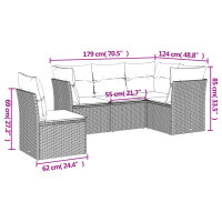 vidaXL 5-tlg. Garten-Sofagarnitur mit Kissen Braun Poly Rattan