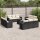 vidaXL 13-tlg. Garten-Sofagarnitur mit Kissen Schwarz Poly Rattan