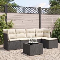 vidaXL 6-tlg. Garten-Sofagarnitur mit Kissen Schwarz Poly...