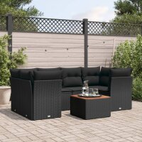 vidaXL 7-tlg. Garten-Sofagarnitur mit Kissen Schwarz Poly...