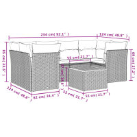 vidaXL 7-tlg. Garten-Sofagarnitur mit Kissen Schwarz Poly Rattan