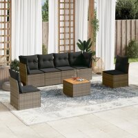 vidaXL 7-tlg. Garten-Sofagarnitur mit Kissen Grau Poly...